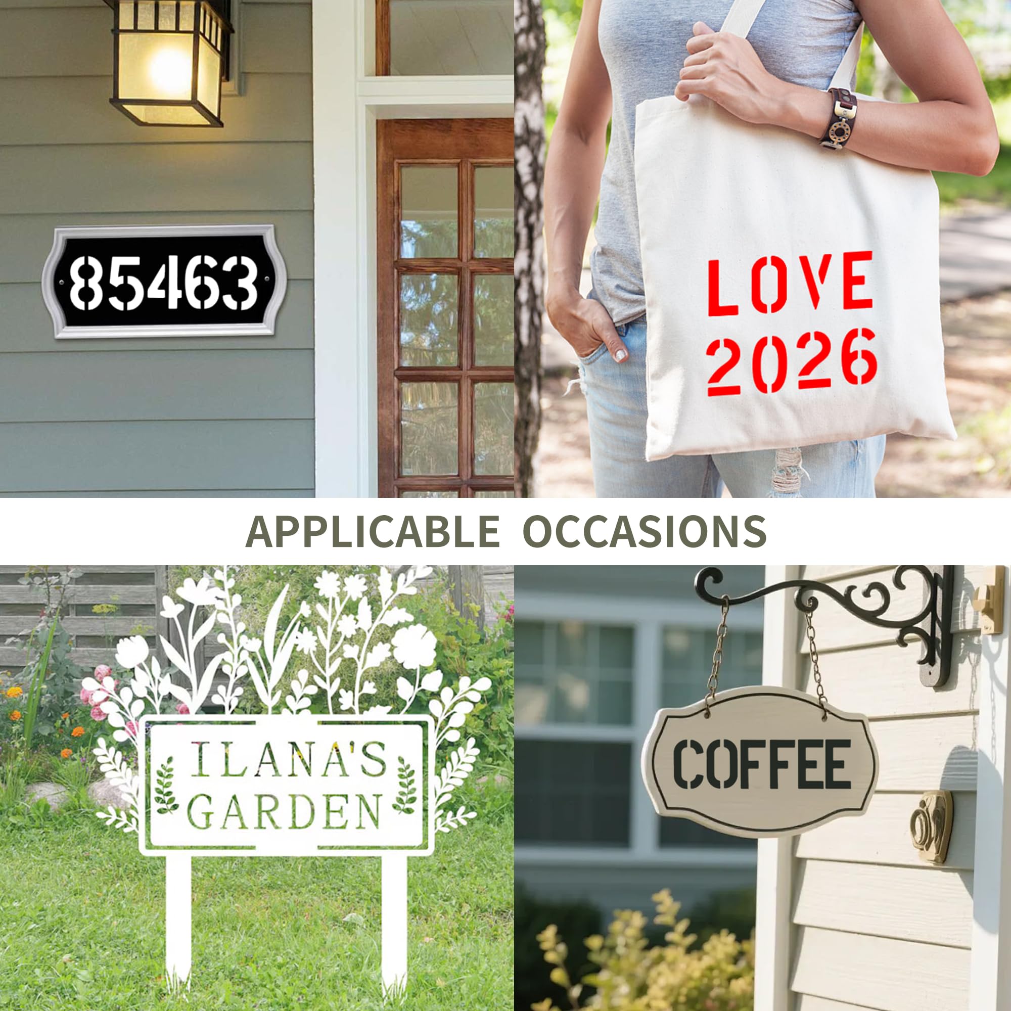 Plantillas de letras y números de 5 cm, 42 plantillas de plástico reutilizables para pintar en madera, pared, tela, roca, señalización, pizarra, decoración de manualidades