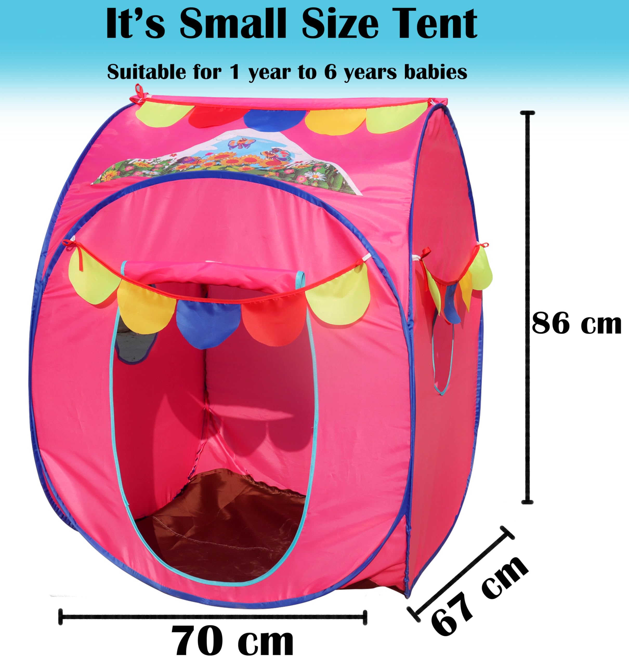 Homecute Pop Up Foldable Hut Type Kids Toys Baby Tent House, Tent House for Girls & Boys, Play Tent House Suitable for 1 Year to 6 Years(Small Size Pink) 1