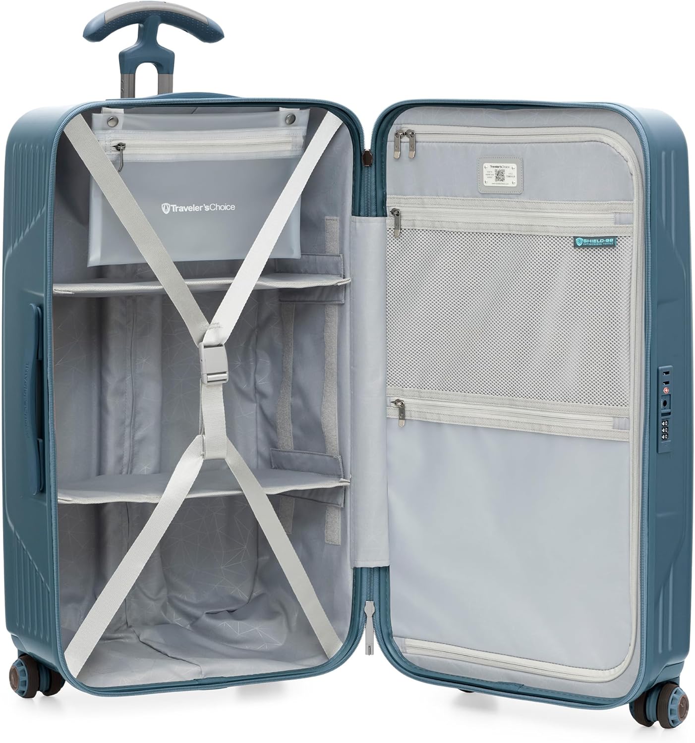 Traveler's Choice Ultimax II Polycarbonate Hardside Luggage with Spinner Wheels, Teal, 31-Inch Large Trunk