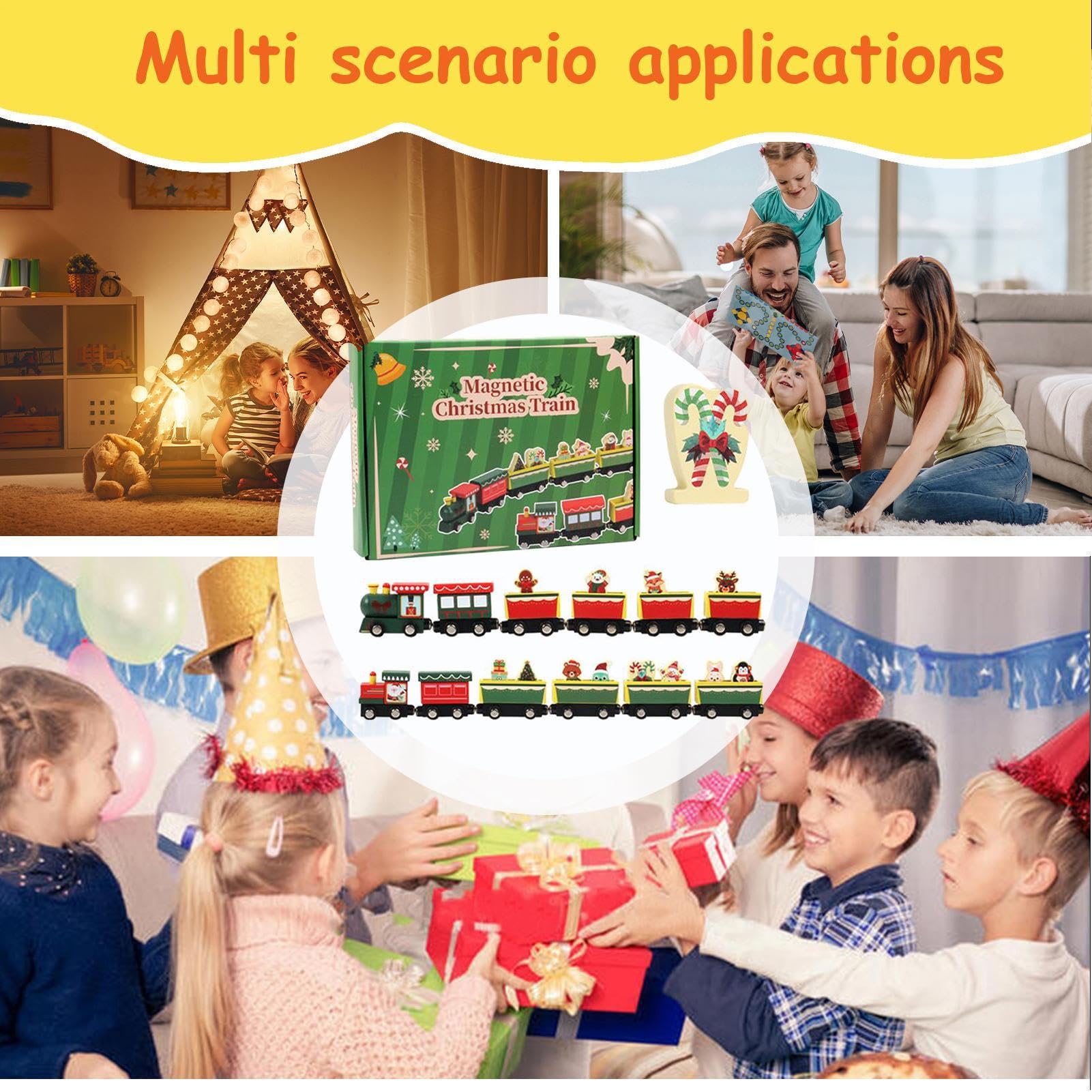 Tren Navideño Infantil Decoración Estacional De Madera