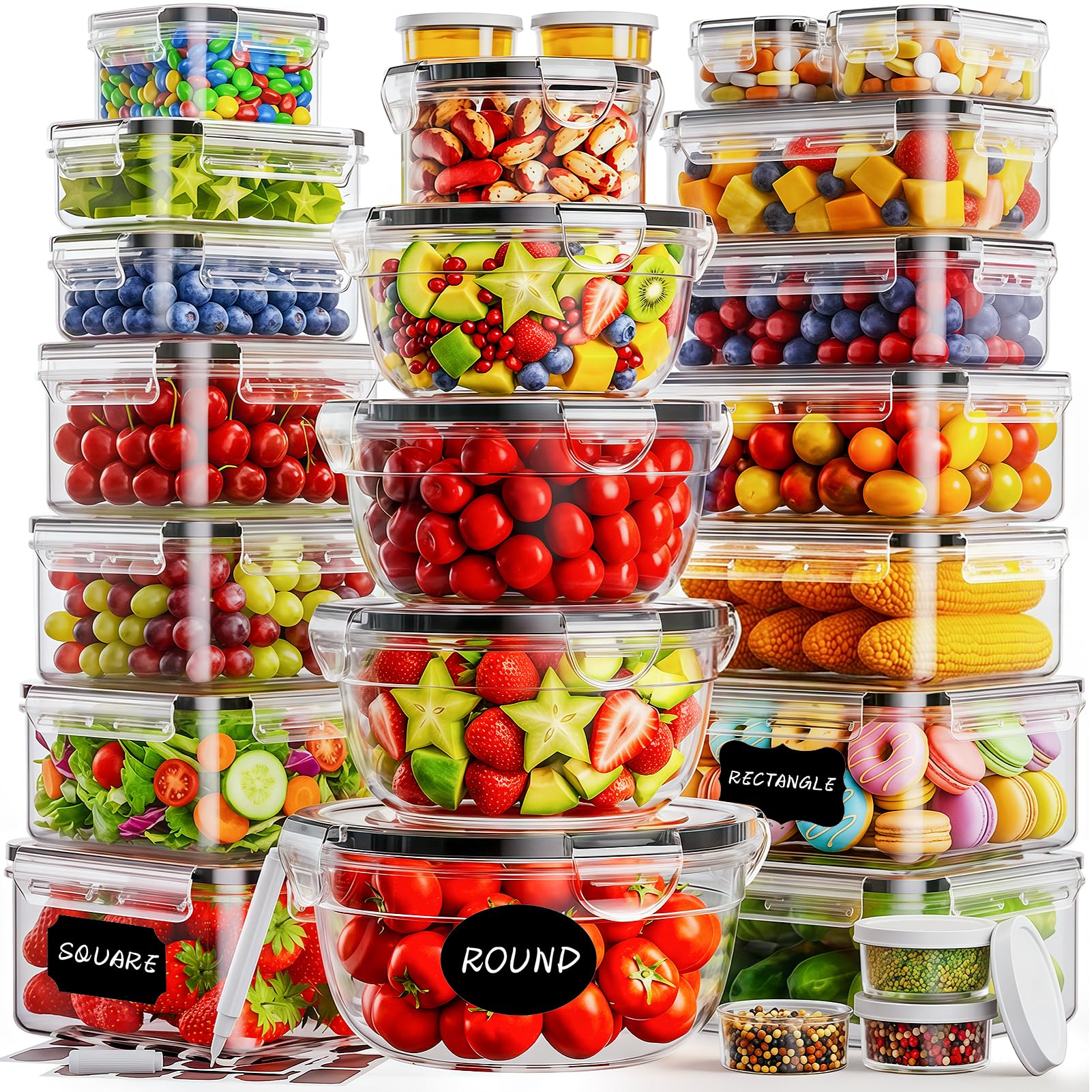 50 PCS Food Storage Containers with Lids BPA-Free
