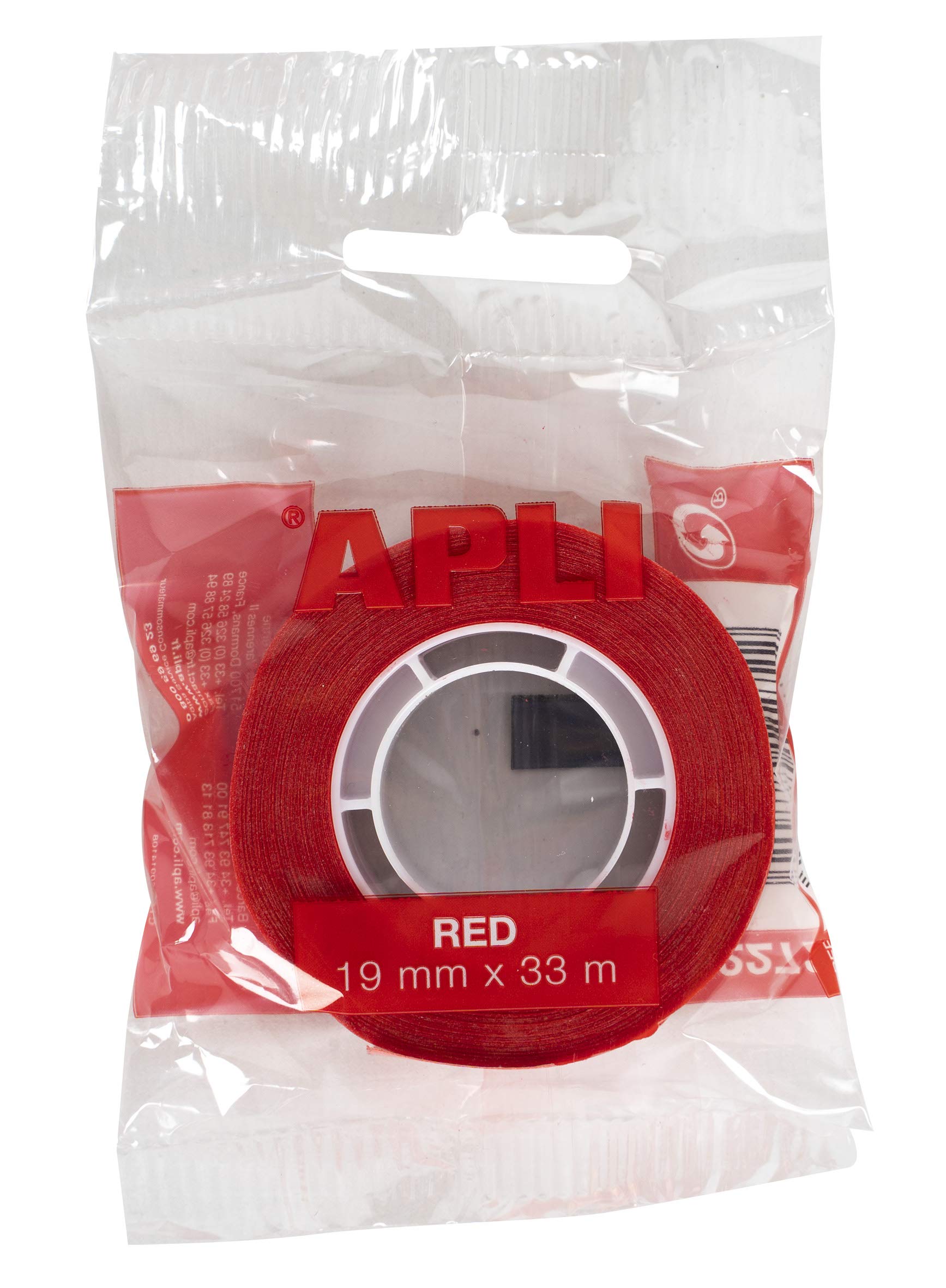 APLI - Tape Red Bag 19 mm x 33 m Red