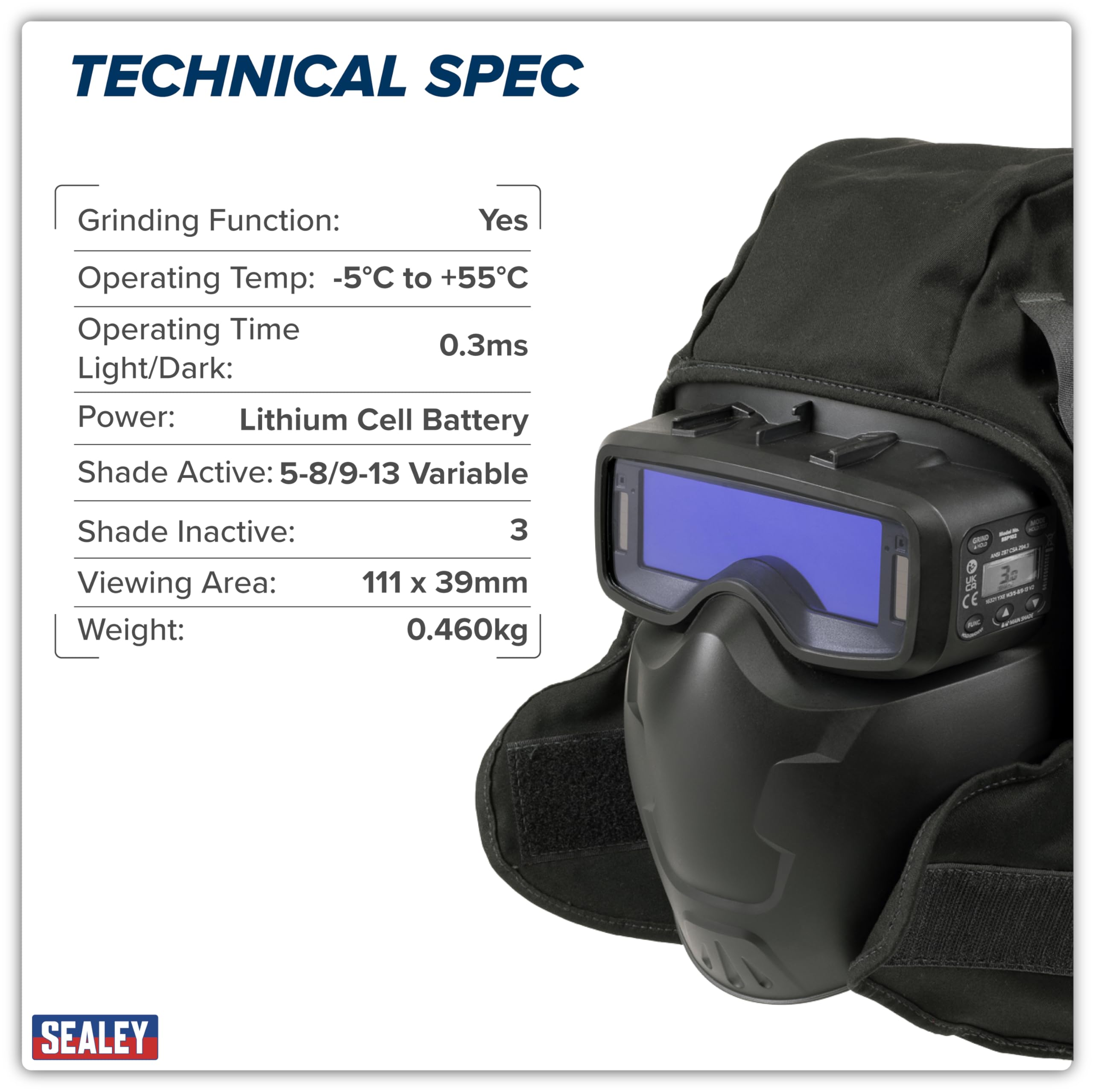 Sealey, Gafas de soldadura con oscurecimiento automático Sombra 9-13 - SPP102