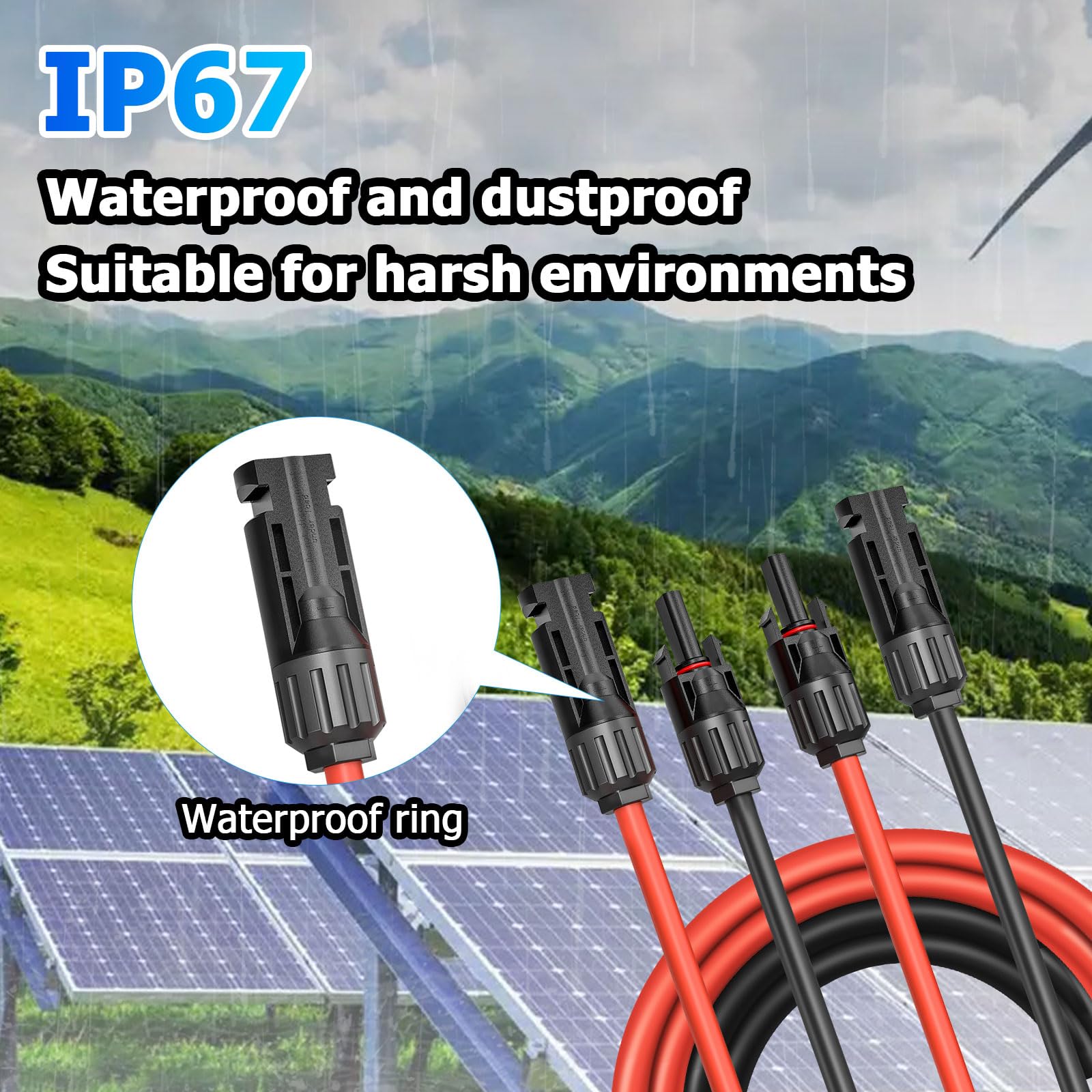 Solarkabel Verlängerung,4mm² 1/2/3/5/10m Solarkabel Verlängerung,Photovoltaik Solarkabel,Verbindungskabel Solarstecker,IP67 wasserdichtem Stecker (4 mm²/20 m)