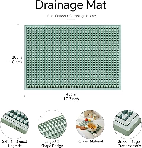 Miniatura 2 de Paquete de 2 tapetes de bar, tapetes de secado de herramientas de bar para el hogar, juego de bar de 18 x 12 pulgadas (verde) para bares, campamento
