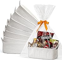 Snuvid 8 Pack Cotton Rope Woven Baskets with Handles, 12x8x5 Inch - Cute Empty Gift Baskets for Baby Showers, Valentine's Day, Nursery Storage