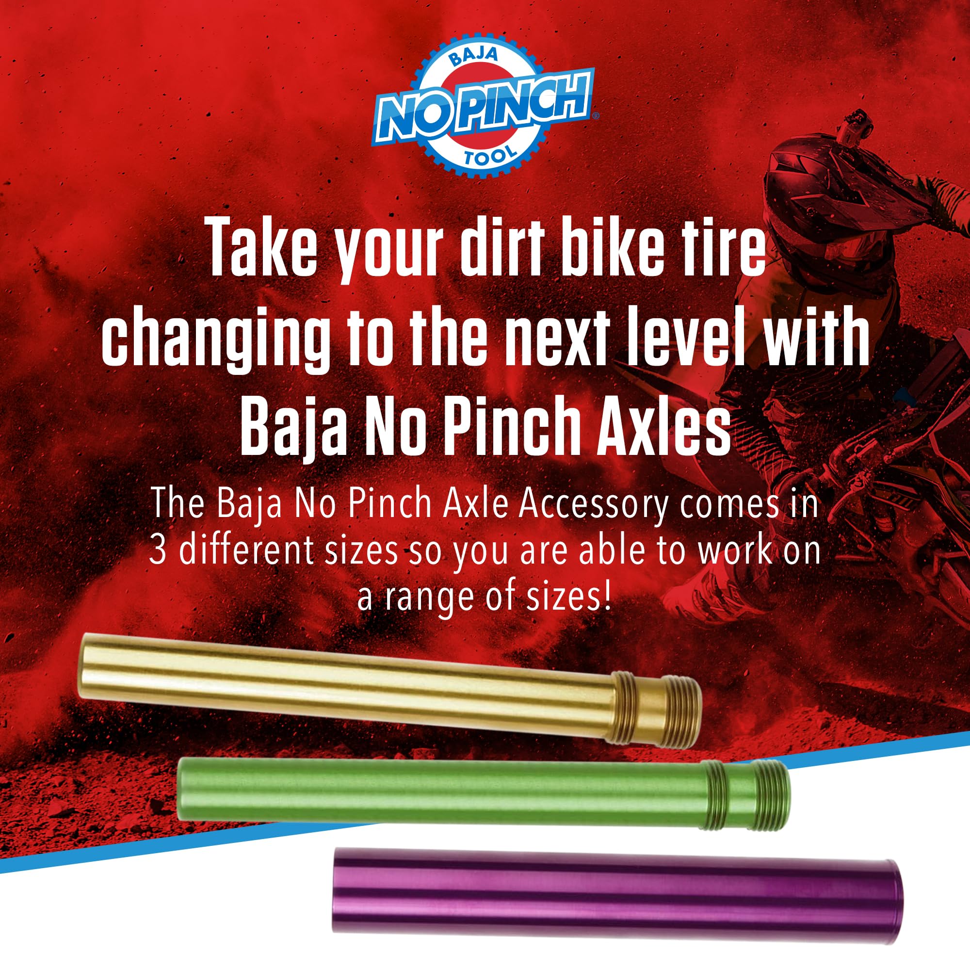 BAJA NO PINCH Zestaw akcesoriów do wału osi 17 mm, pasuje do opon 15-16 mm bez rur zaciskowych, narzędzie do naprawy opon do motocykli terenowych, motocykla, motocrossu i enduro