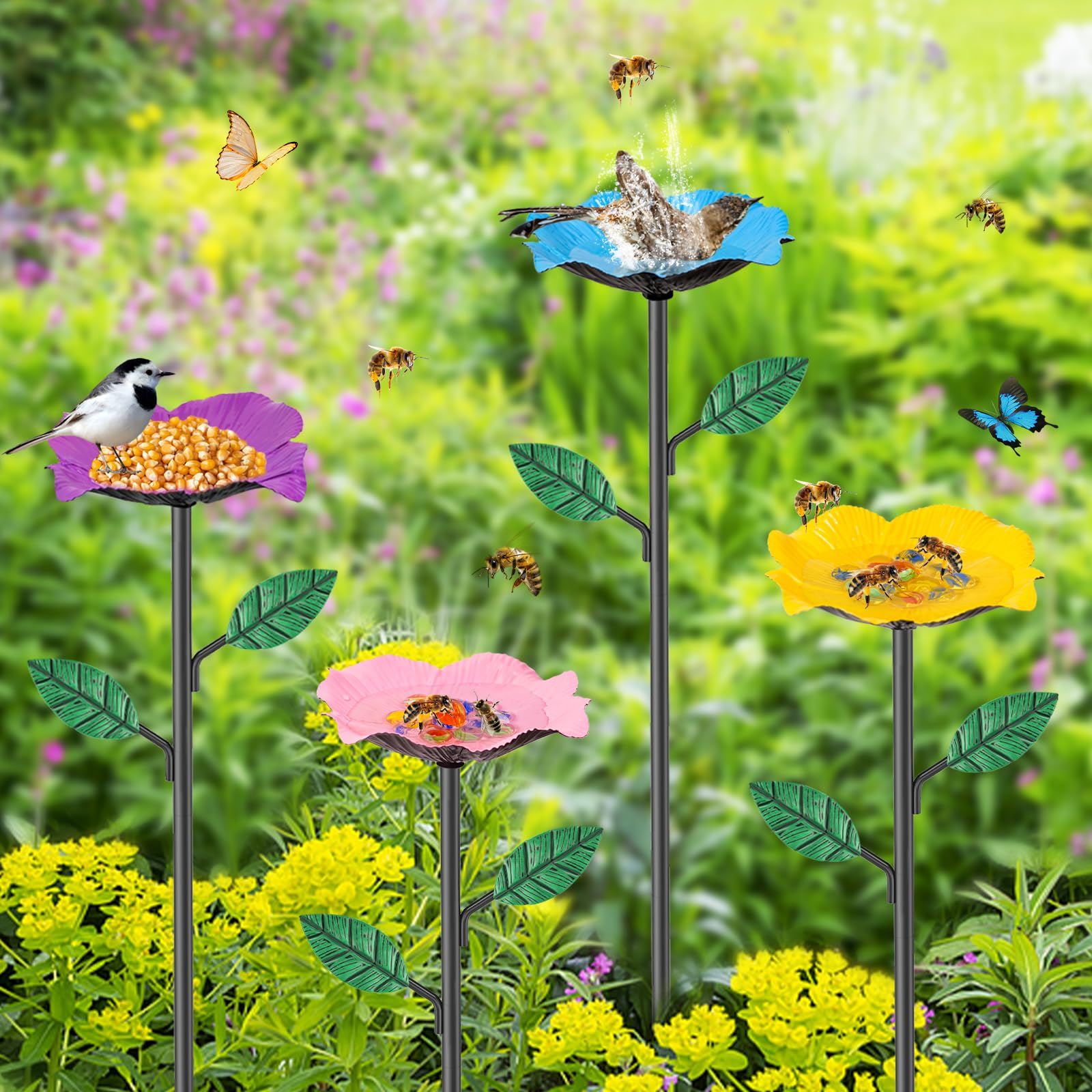 4Pcs Distributeur d'eau pour Abeilles,Abreuvoir pour Abeilles en Nid d'abeille Distributeur d'eau D'apiculture Mangeoire Eau Mangeoire à Miel D'abeillesDistributeur (Rose Bleu Jaune Violet)