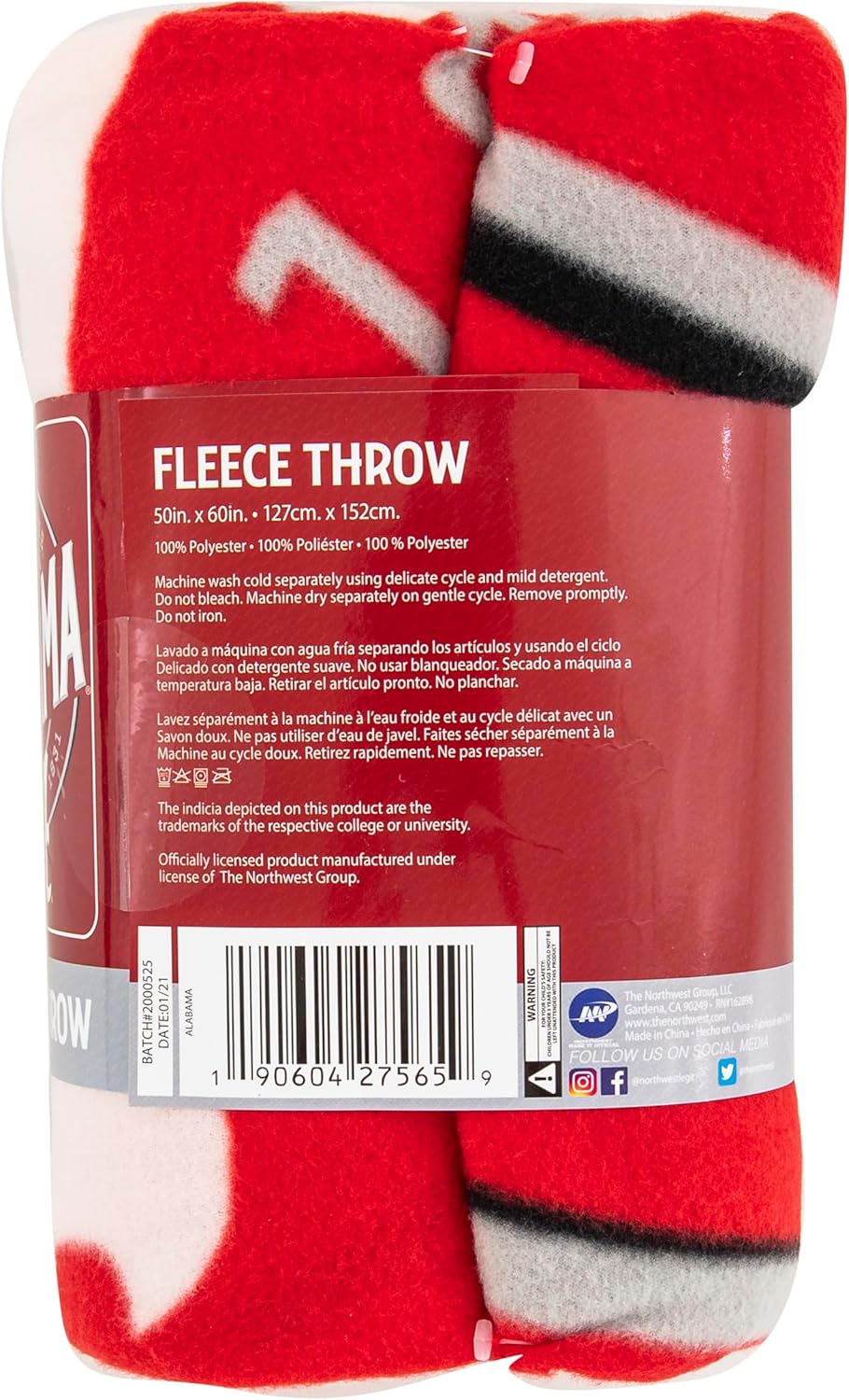 Northwest NCAA Alabama Crimson Tide Woven Jacquard Throw Blanket – 50 x 60 Inches – Soft Plush Blanket Bed, Couch, or Game Day - Image 6