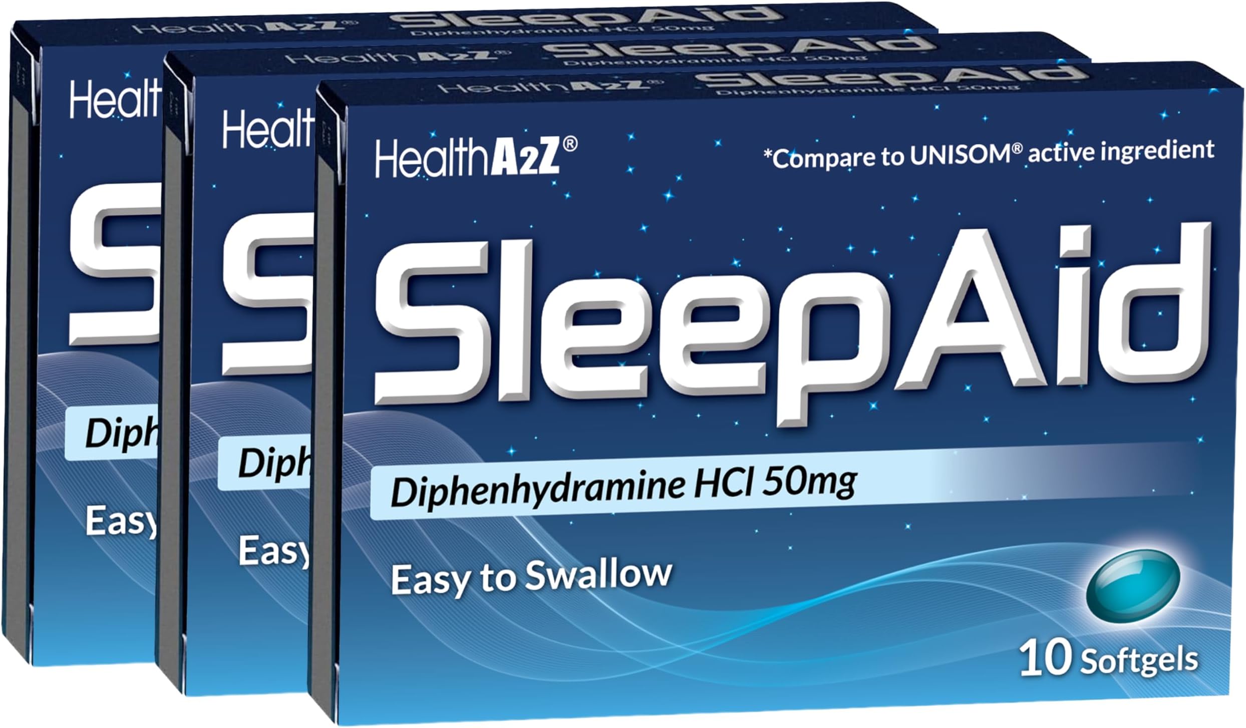 HealthA2Z® Sleep Aid | Diphenhydramine HCL 50mg | Softgels | Supports Deeper Restful Sleeping | 10 Counts (Pack of 3)