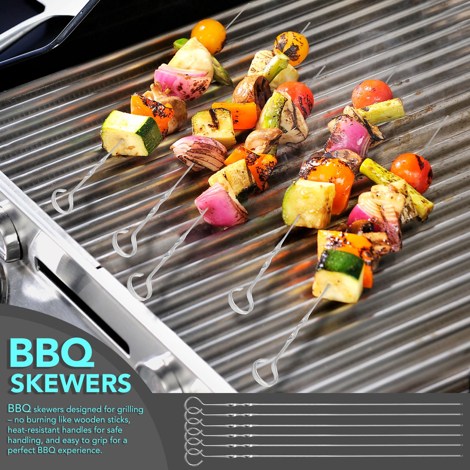 XSSIVE Juego de 5 herramientas para barbacoa con bolsa de almacenamiento, espátula, tenedor, pinzas, cepillo para untar y limpiador para cocinar al aire libre
