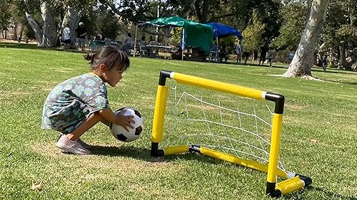 Miniatura 8 de Juegos de mini portería de fútbol para niños, patio trasero + juego de mini red y pelota para interiores con inflador, juegos de portería de fútbol