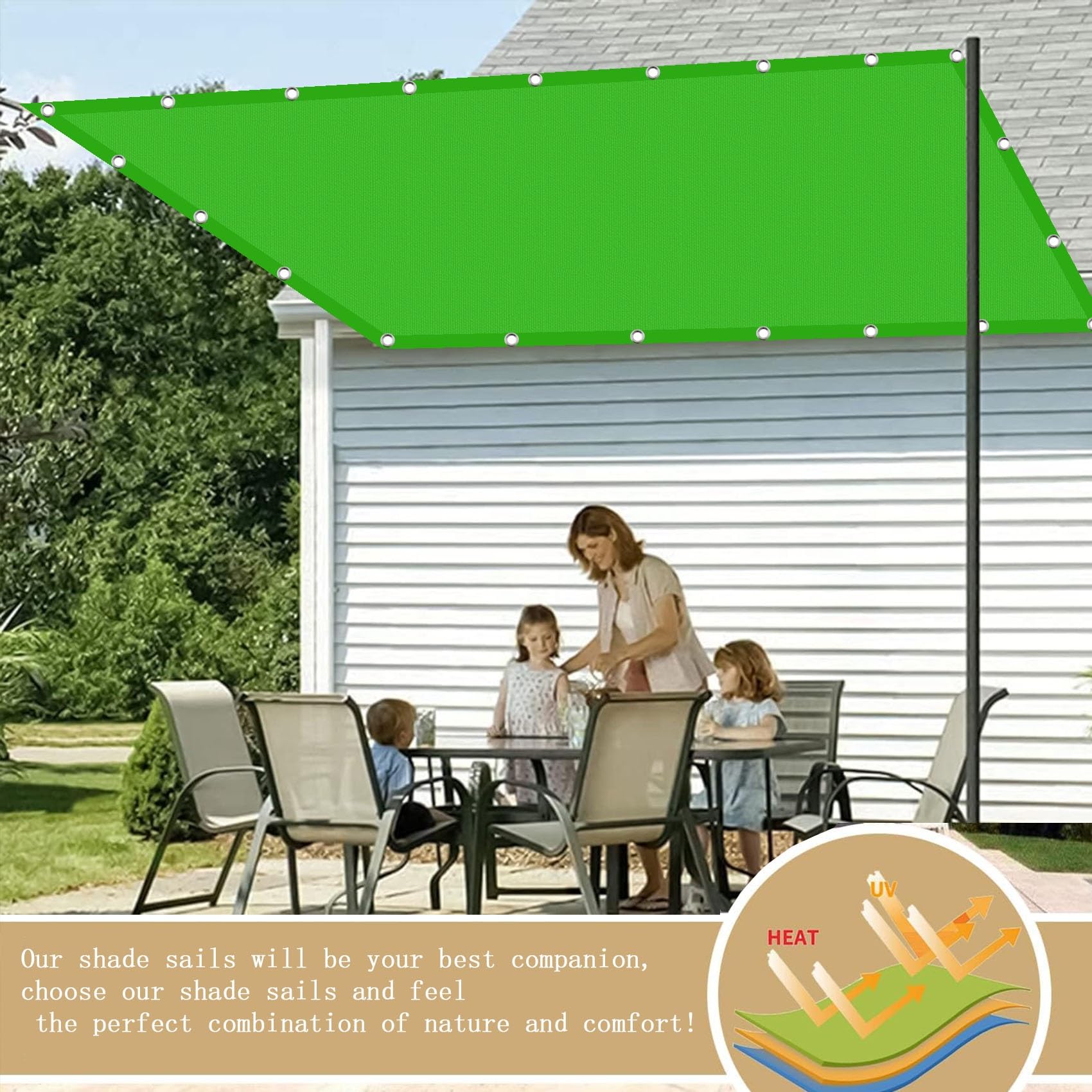 Vela Ombreggiante,Rete Telo Ombra, 1.2 x 2.6 m Rettangolare,Protezione UV 98%,Anti Uv, Tenda a Vela Protezione Uv,Rete Ombreggiante, con Fune,Pes, per Giardino, Balcone, Piscina, Verde Tenero