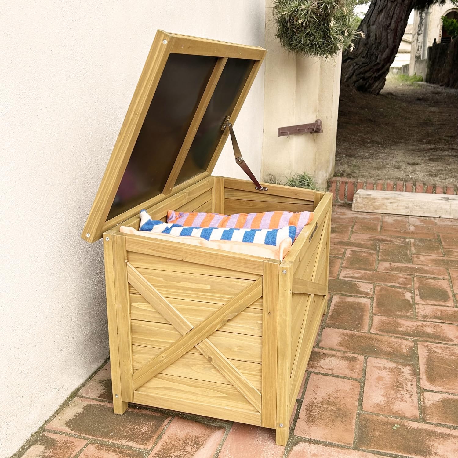 sweeek Cassapanca in Legno di Abete 80cm Marrone Naturale - 80x48x50 cm