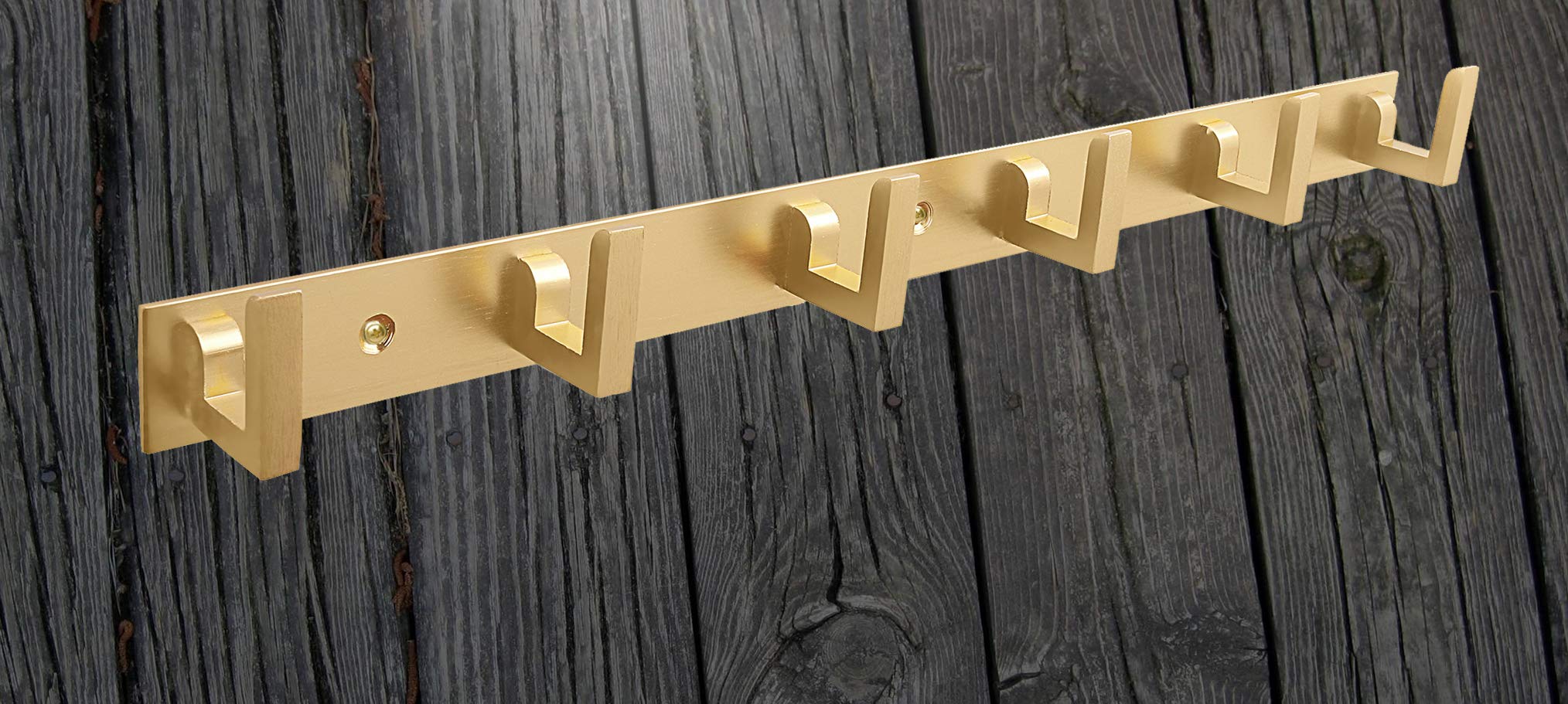 DOCOSS-Exclusive Extra Long 40 cm Gold 6 Pin Metal Bathroom Cloth Hooks Hanger Door Wall Robe Hooks Rail for Hanging Keys,Clothes,Towel (Pack of 1)-image-12