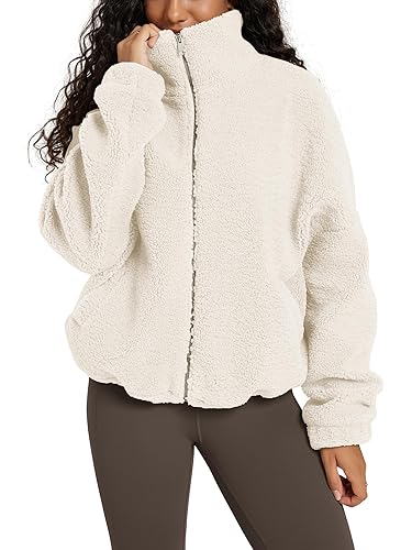ODODOS Women's Sherpa Fleece Full-Zip Jacket Long Sleeve Coat Soft