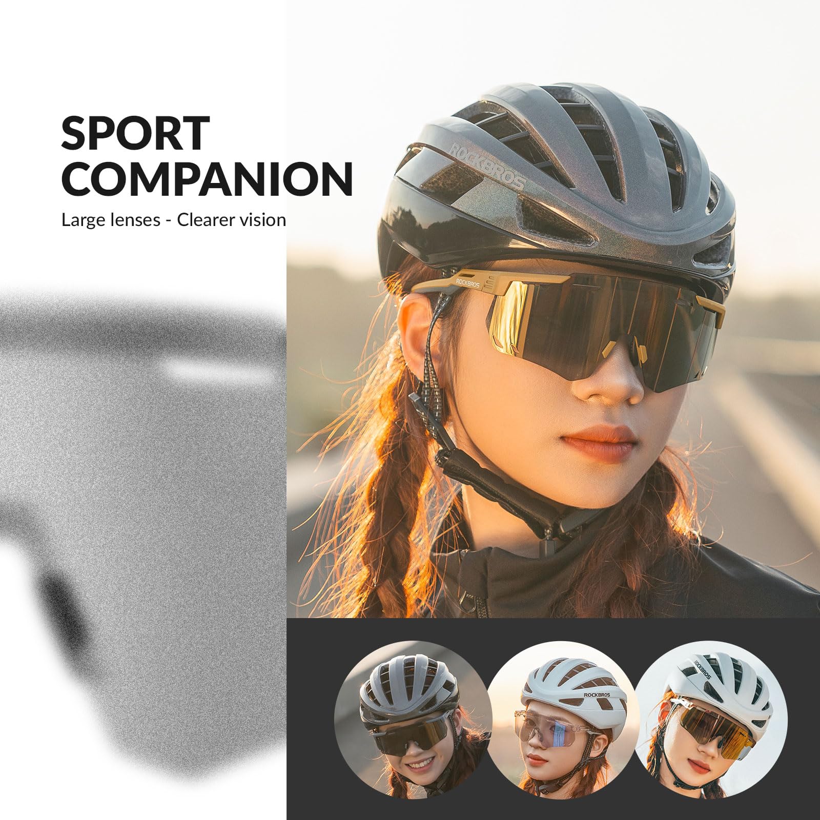 ROCKBROS Occhiali da Sole Ciclismo, Occhiali Sportivi Fotocromatici per Bici MTB, Protezione UV 400, Uomo Donna, Lenti Fotocromatiche, Ultraleggero TR90