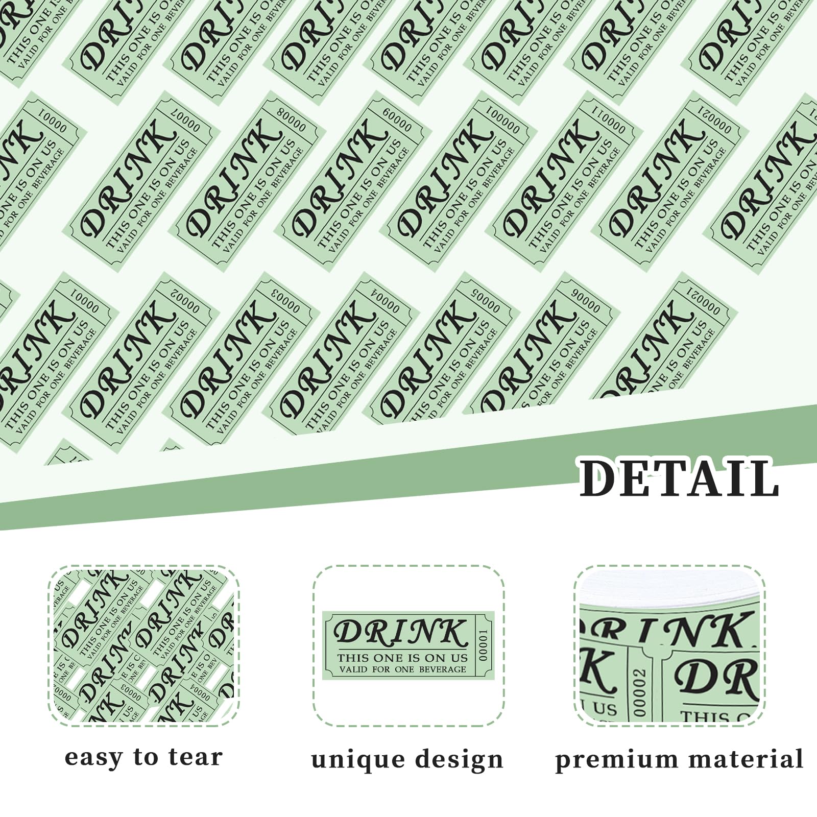 1000 étiquettes De Valeur Pour Boissons – Tickets Numérotés Bleus – Pour Fêtes, Mariages, événements