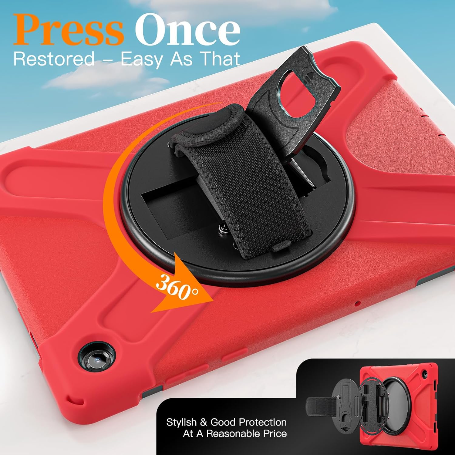 NINKI Stand for Samsung Galaxy Tab A11 Plus Case with Cross-Body Lanyard,(Pencil Slot + Wristband) Cute Heavy Duty Kickstand Band Grip Cover for Samsung Tab A11+ Plus Protective Case 11” Women Red