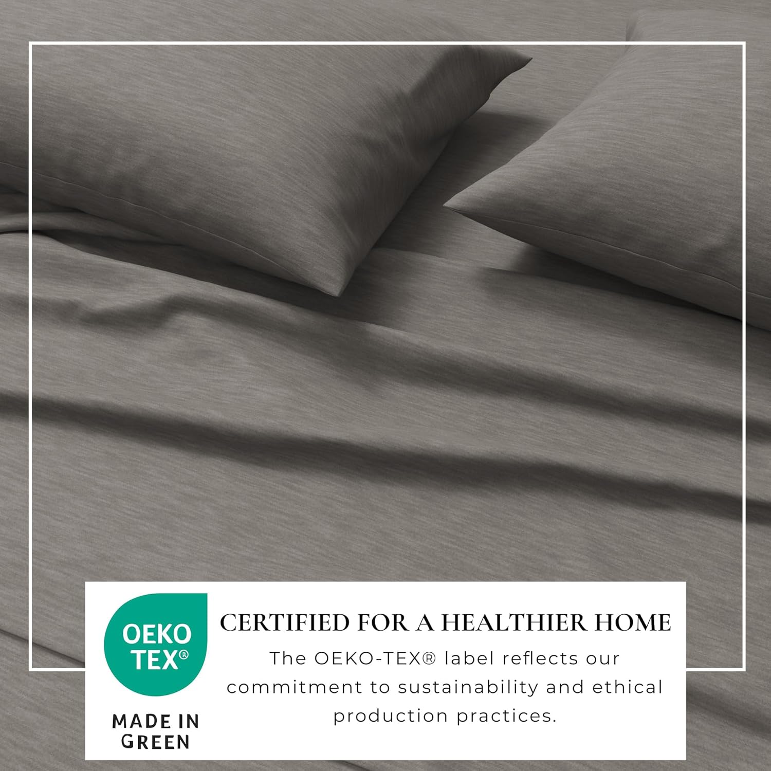 Great Bay Home Cotton Jersey Knit Queen Sheet Set - Ultra-Soft, Stretchy, Heathered Melange Bed Sheets - Cozy, Soft T-Shirt Sheet & Pillowcase Set (Heathered Mid Grey)