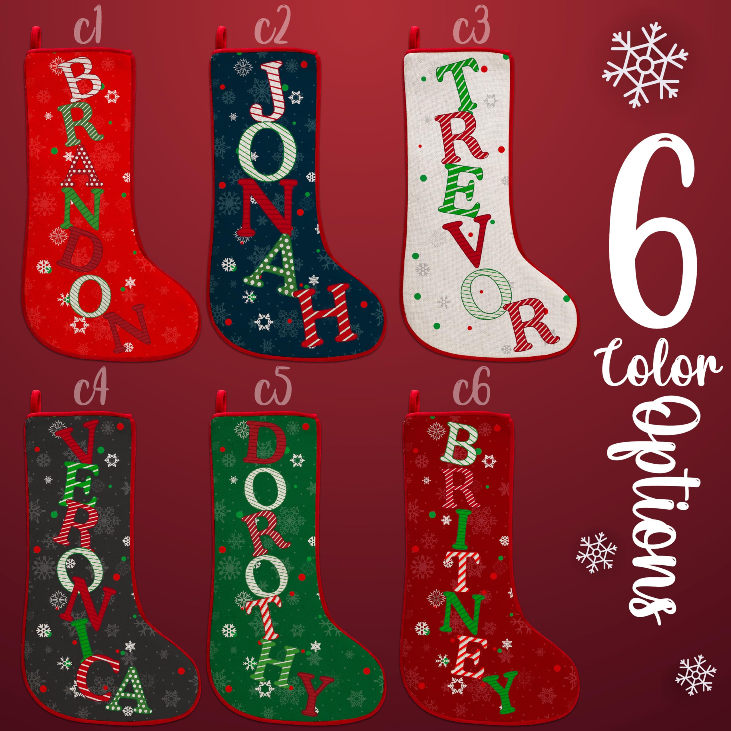 Single - Personalized Christmas Stocking w/Name -6 Color Options, 19