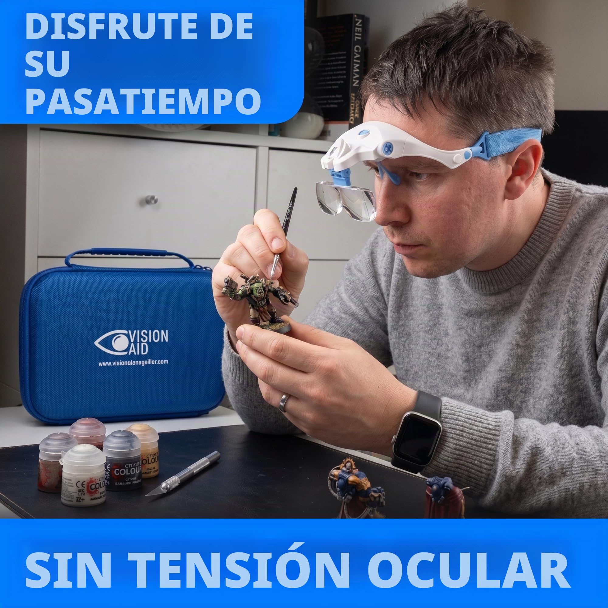 Lupas Expert Edition con luz LED Recargable por USB y Estuche de Almacenamiento Lupa de Cabeza Manos Libres para Pintura de Pasatiempos Trabajo cercano