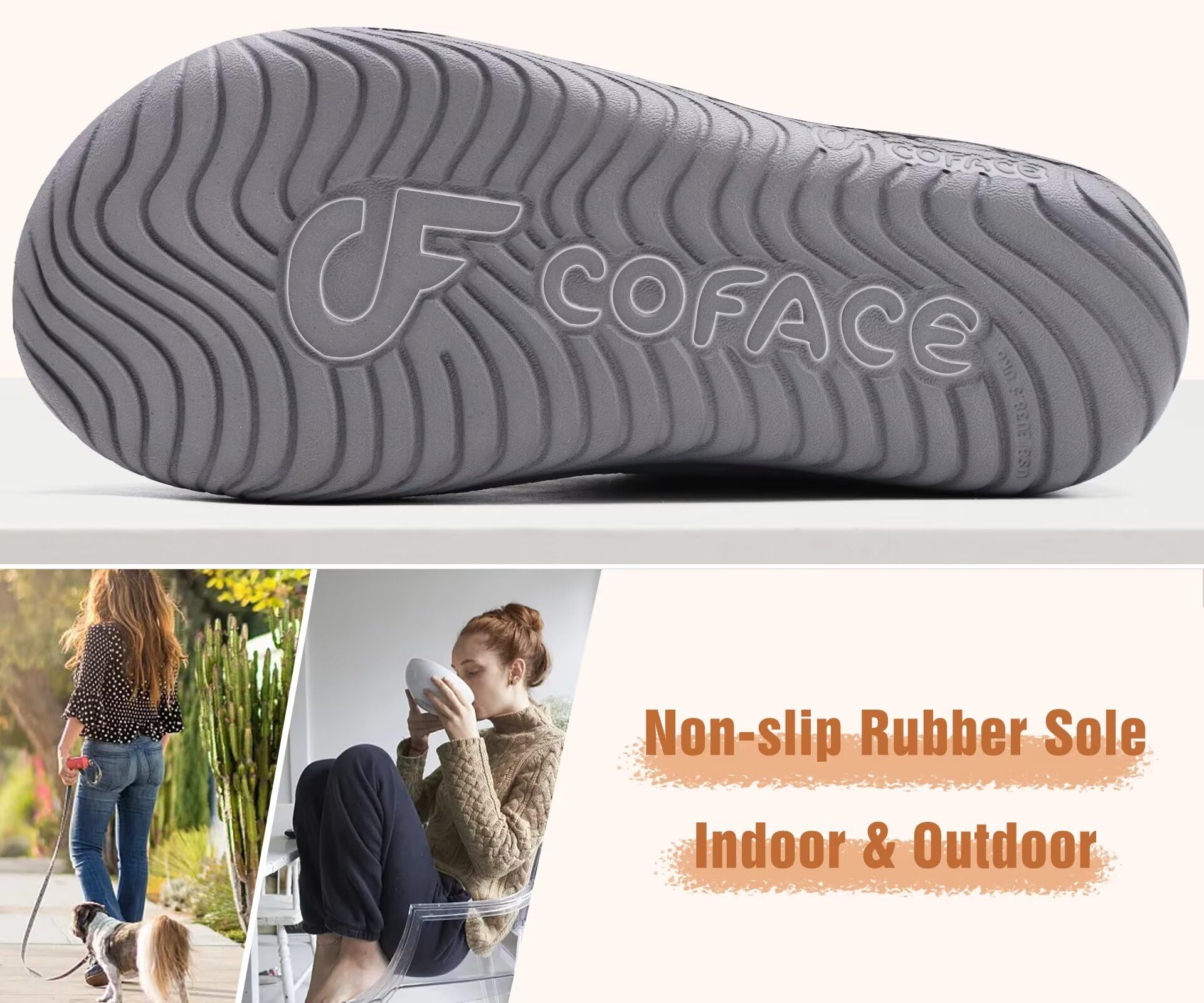 COFACE Chausson Femme Hiver Chaud Feutre Pantoufles Peluche Fourrure Doublure Fermé Charentaise Confort Mousse à Mémoire de Forme Slippers Antidérapant Semelle