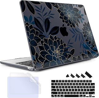 May Chen for MacBook Air 15 inch Case M5 M4 M3 M2 2026 2024-2023, Model A3448 A3241 A3114 A2941, Closes Seamlessly Hard Shell Laptop Cover with Keyboard Cover, Luxury Dahlia