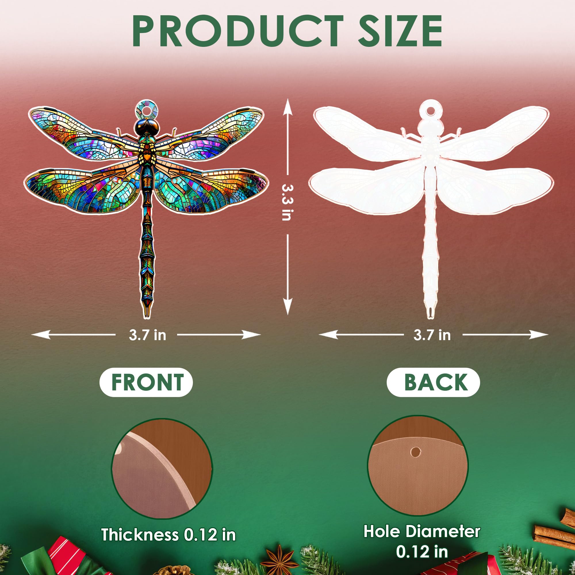 OASSIE Dragonfly Gifts for Women - Acrylic Ornaments for Tree with Card - Dragonfly Decor for Home Garden Decorations, Dragon Fly Gift for Women, Birthday Gifts for Mom Grandma Friends