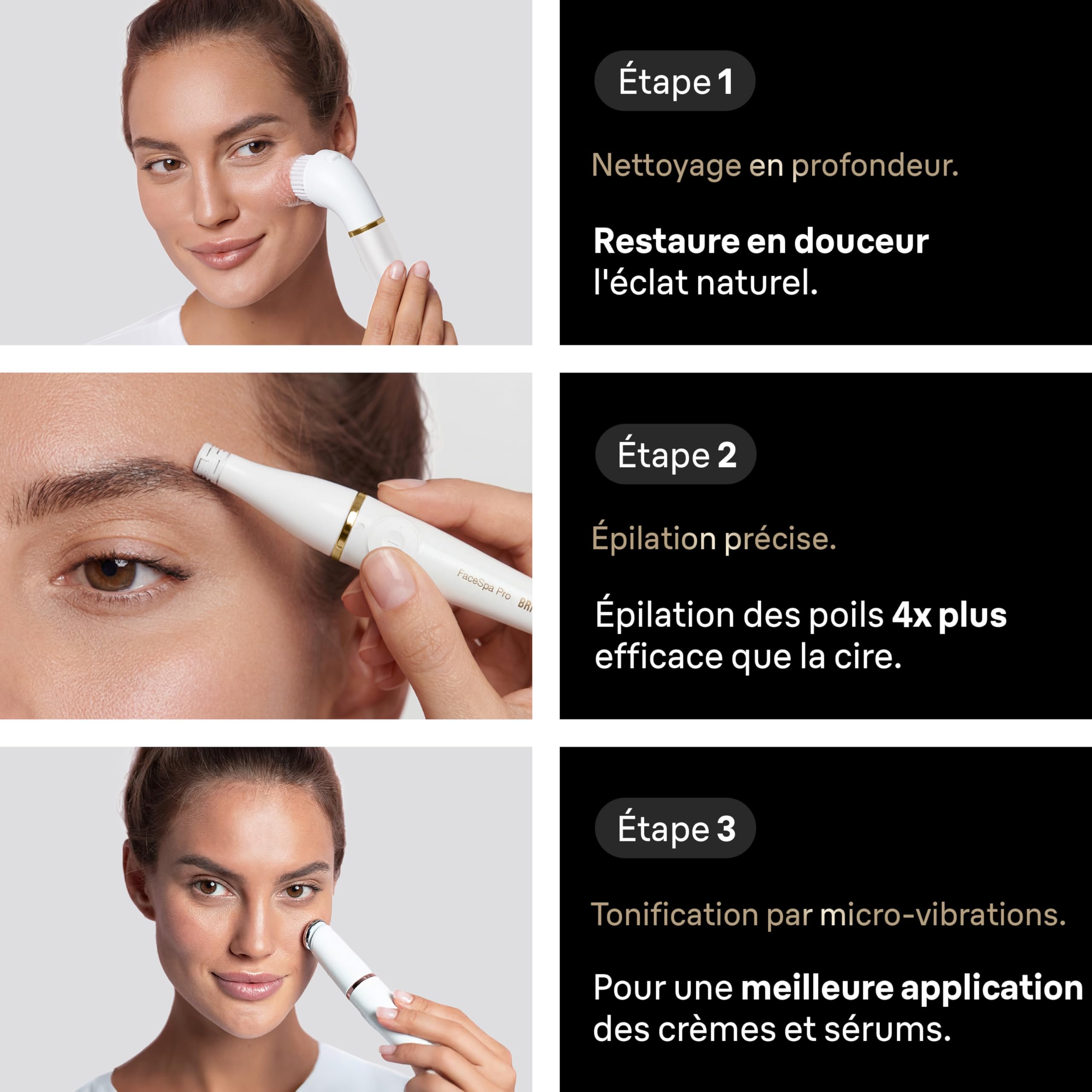Braun Epilateur Electrique Femme FaceSpa Pro 912, Bronze et Blanc