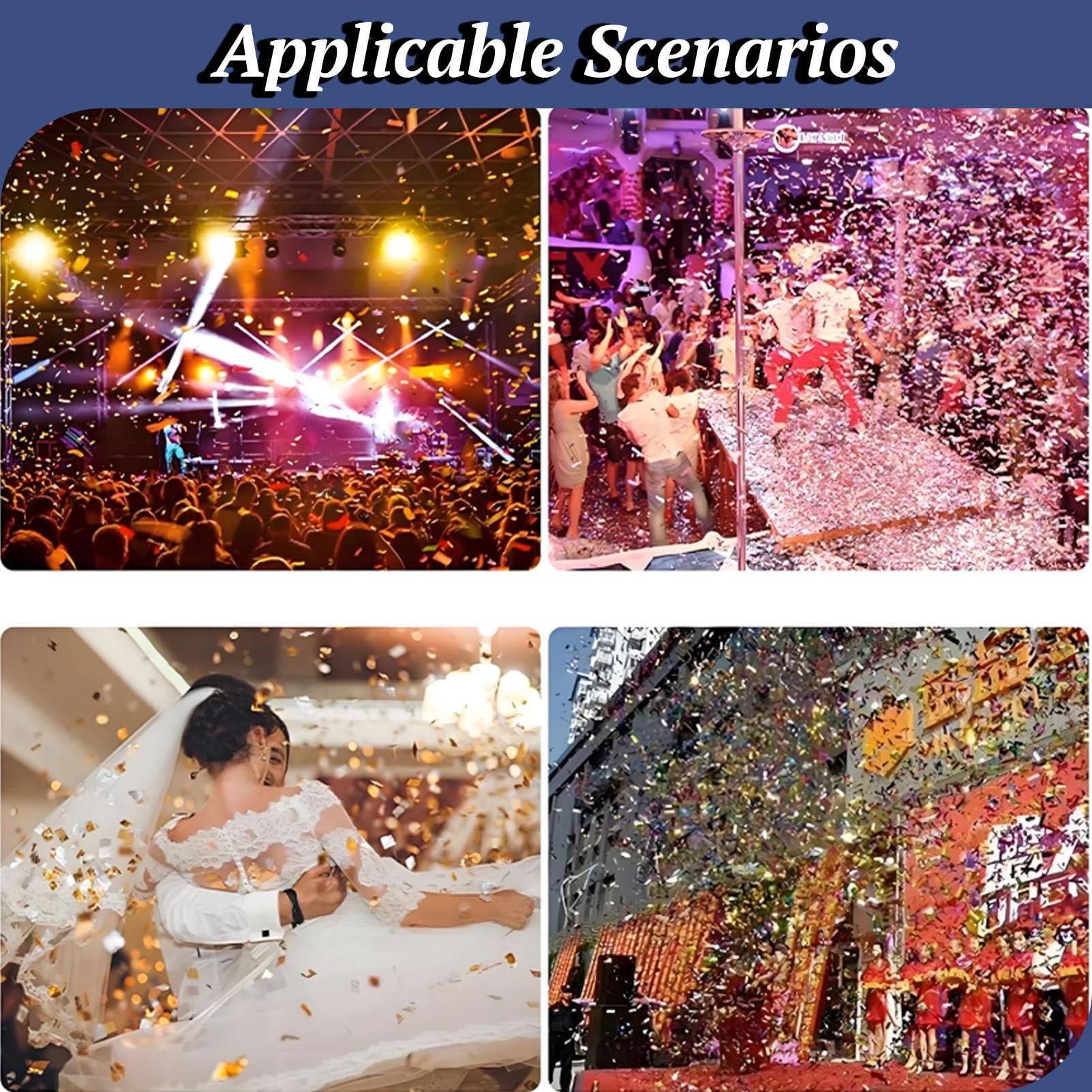 éLectrique Canon à Confettis à 4 Coups, Machine à Confettis Professionnelle, avec TéLéCommande, pour DJ FêTe DiscothèQue Mariage ScèNe.