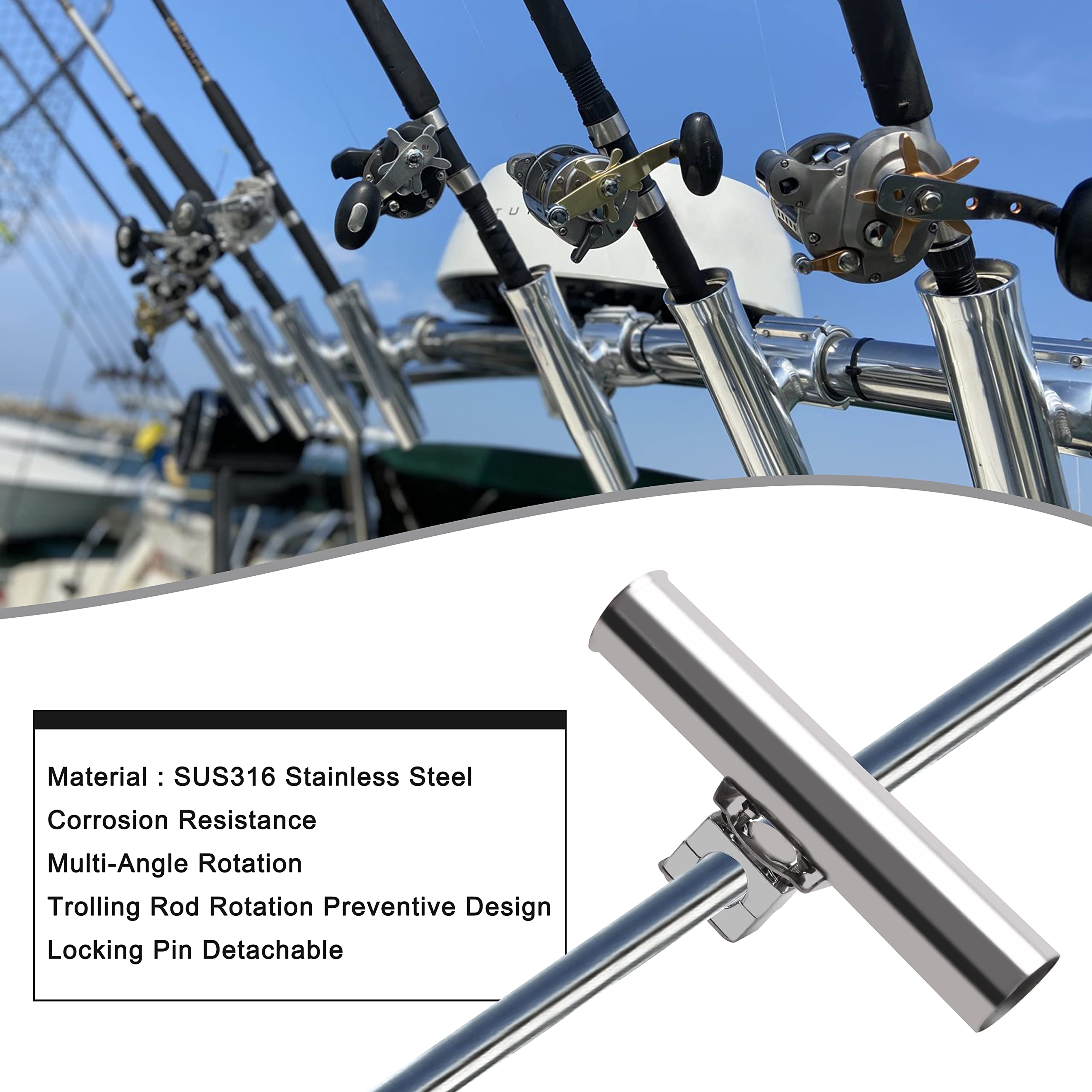 Shaddock Fishing Rutenhalter Einstellbar Edelstahl Angelrute Racks Angelrutenhalter Stabil 360 Grad Drehbar und einfach stellbar für Boot Kajak Yachten Fischerboot (4 STK)