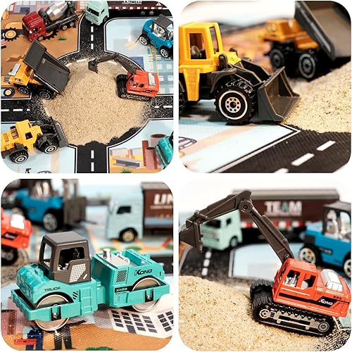 Miniatura 5 de Little Perfect Juego de juguetes de vehículos de ingeniería de construcción de aleación 164. Apilador, carretilla elevadora grande, rodillo