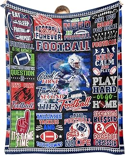 Football Gifts, Football Blanket Stuff, Sports Gifts for Boys Men Fans Player, Team Blanket for Christmas Birthday 60"x50"