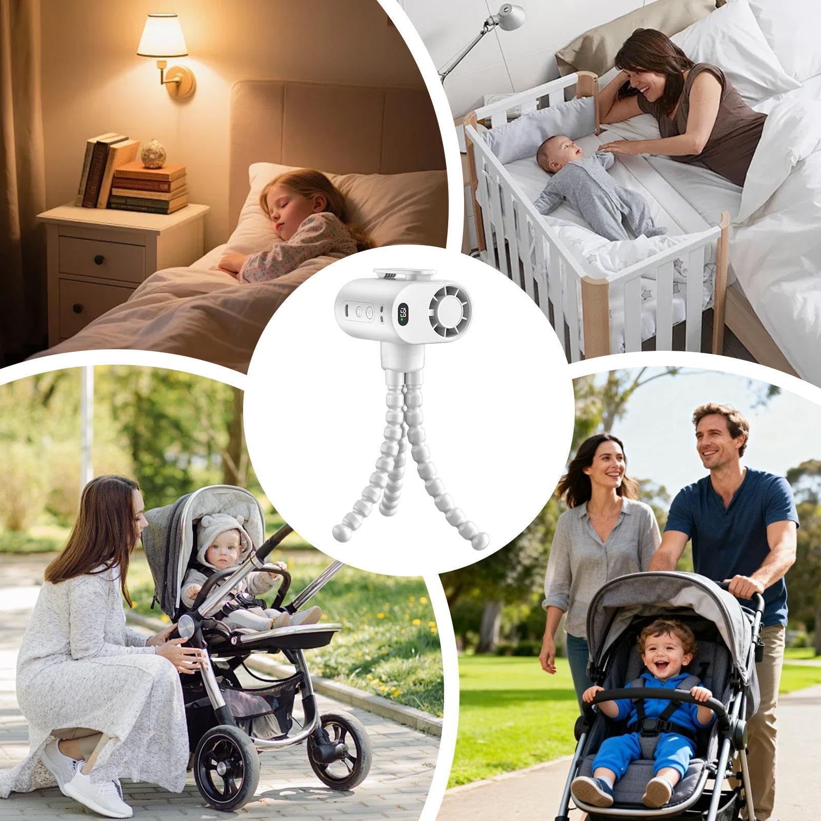 Ventilatore Portatile Per Passeggino Ricaricabile Mini Portatile Smontabile | Ventilatore Passeggino E Seggiolino Auto Per Bambini per casa ufficio scrivania campeggio auto viaggio barb