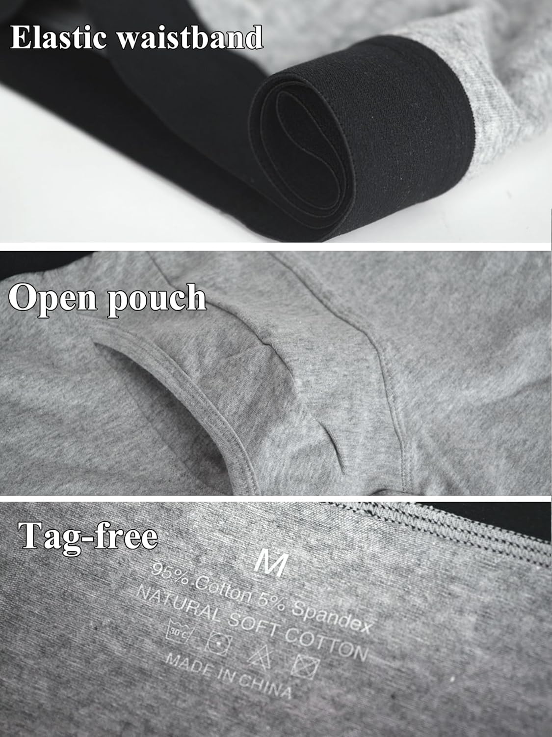 Men's Cotton Underwear Short Leg Underwear Pack Soft Waistband Open-fly No-ride-up Trunk Underpants 3 Pack - Image 7