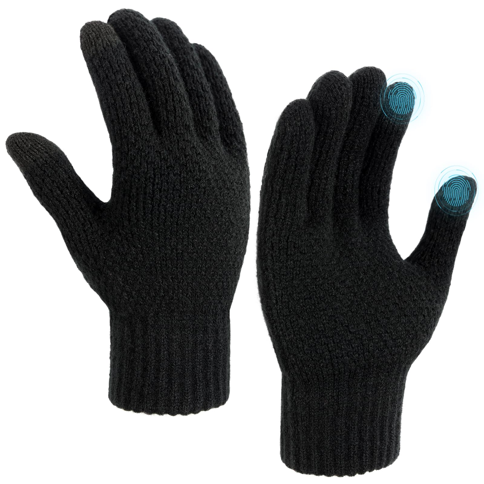 Winter Gloves - Women's Winter Touchscreen Gloves Women Men, Warm Knit gloves for cold weather with Elastic Cuff