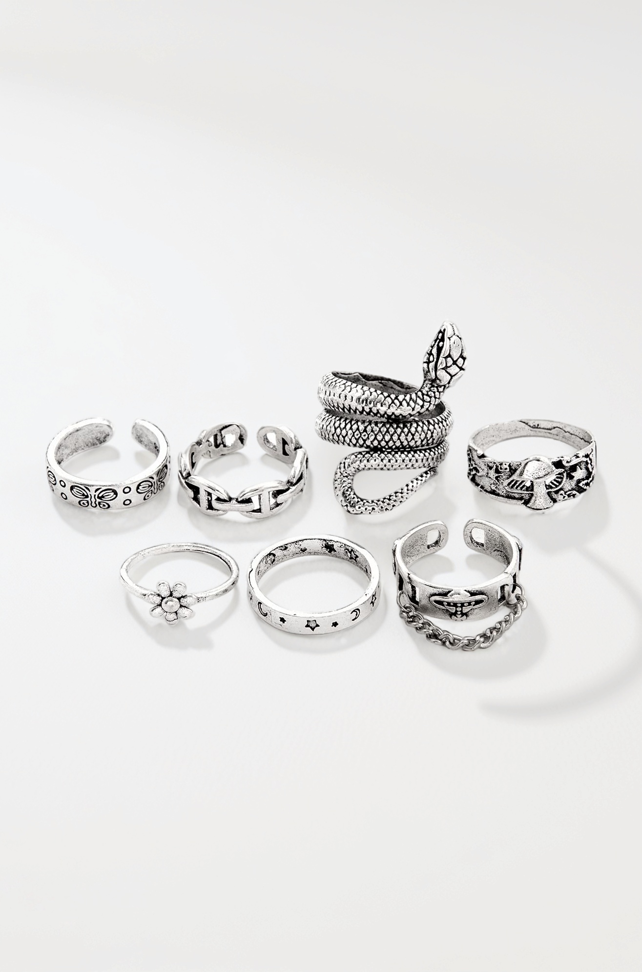 Latest Stylish Metal Boho Midi Finger Rings for Women and Girls - Silver