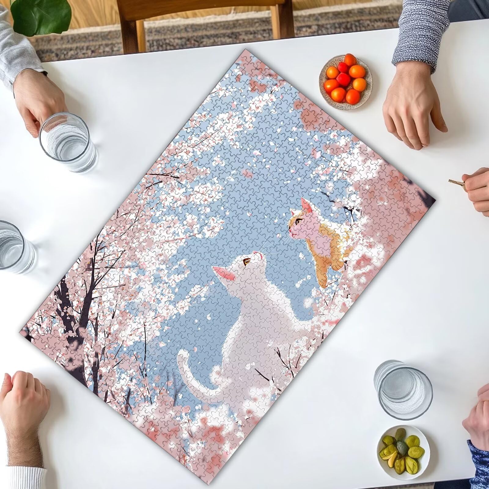 Puzzle 1000 elementów, kot, puzzle 1000 elementów dla dorosłych, drewniane puzzle dla dorosłych, z wykwintnym pudełkiem do pakowania, klasyczne puzzle, urocze dla całej rodziny, duże puzzle na