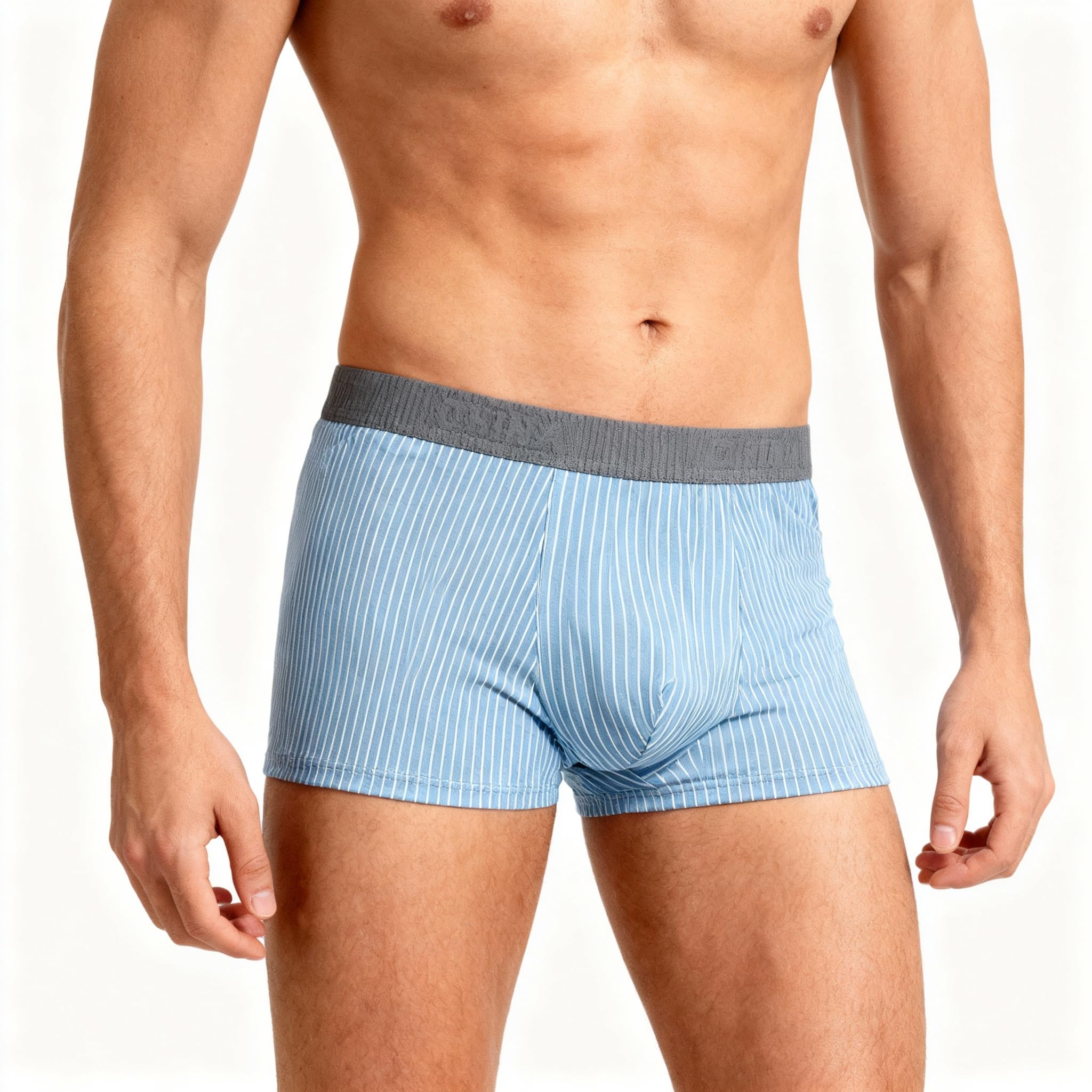 Mens Underwear Striped Boxer Briefs Shorts Cool Breathable Comfy High Stretch Boxer Trunks Sports Shorts Casual Adult Athletic