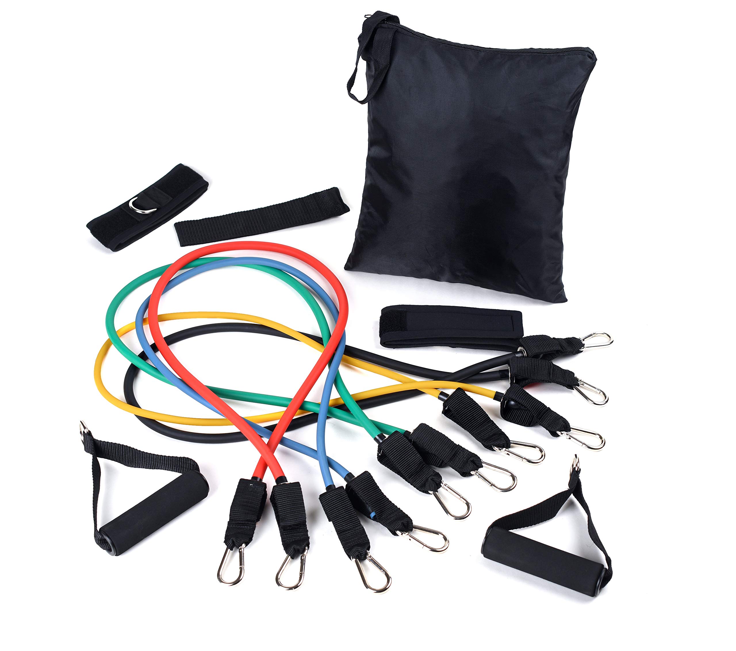 Resistance Exercise Bands Set for Men Women, Home Workout Bands 11PCS with Handles, Ankle Straps, Door Anchor, Carrying Bag for Yoga, Physical Therapy, Up to 115 lbs