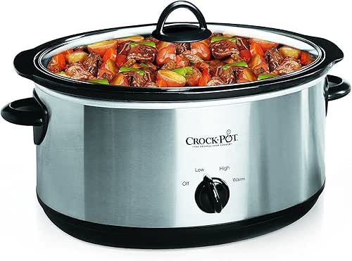 Crock-Pot 7 Quart Oval Manual Slow Cooker, Stainless Steel (SCV700-S-BR),