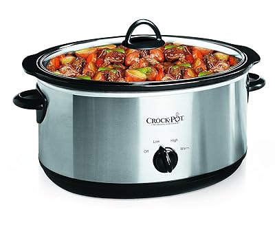 Crock-Pot 7 Quart Oval Manual Slow Cooker, Stainless Steel (SCV700-S-BR), Versatile Cookware for Large Families or Entertaining