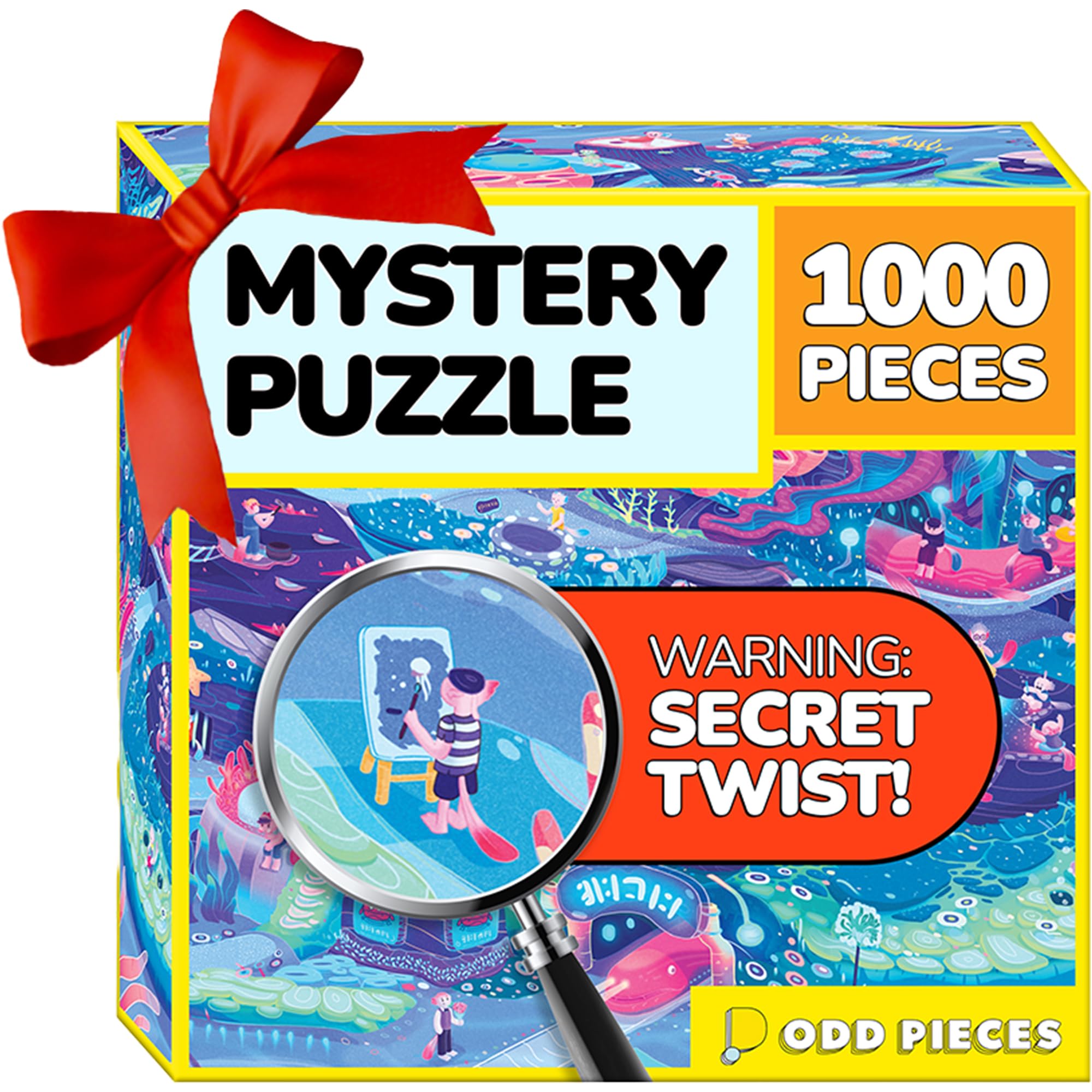 Odd Pieces Jigsaw Puzzles 1000 Pieces with Storytelling Comic, for Women, White Elephant, Mystery Puzzle for Adults & Kids - 19.7'' x 27.6'' Frameable Magic Puzzle Art (Beyond The Kelp)