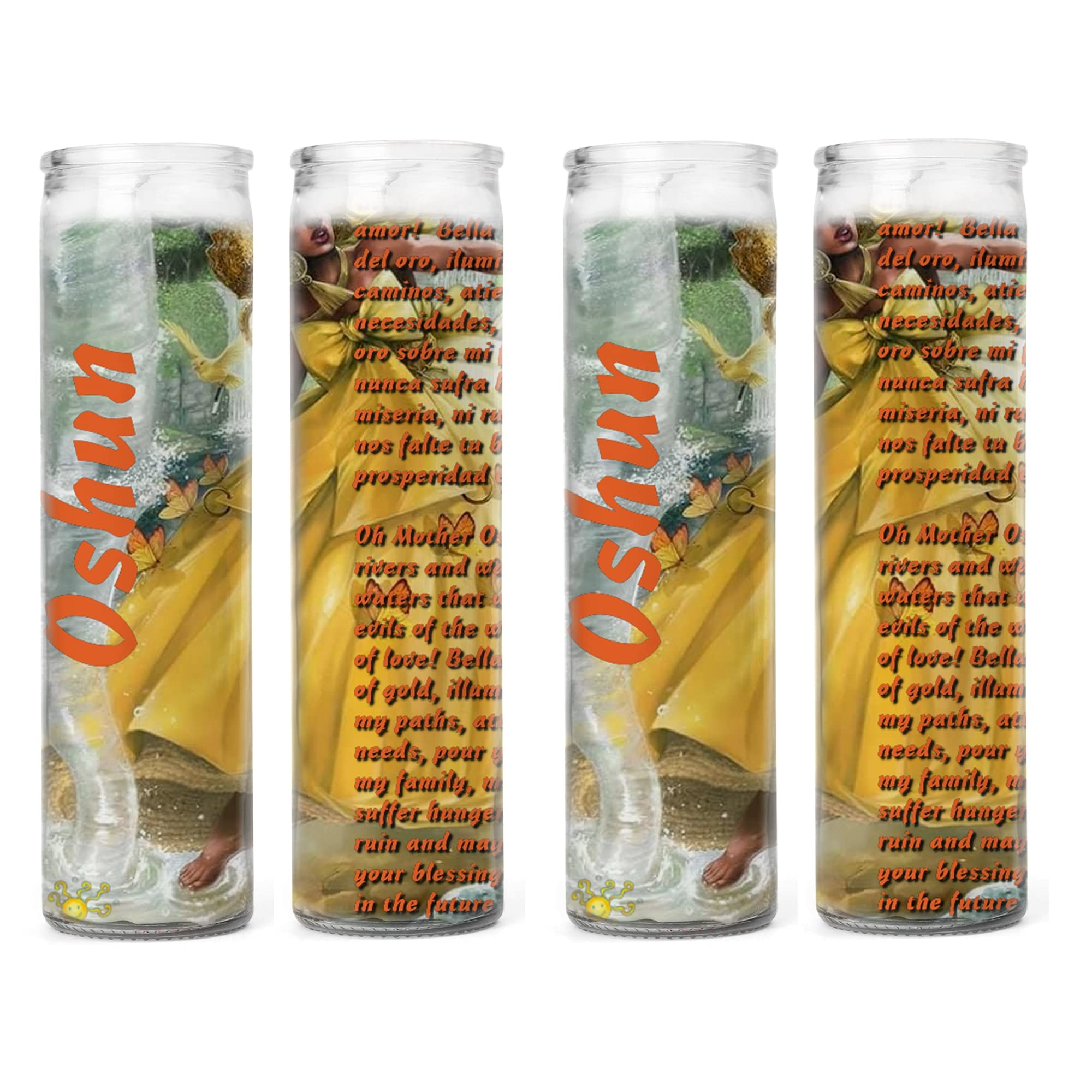 Gifts by Lulee, LLC Santeria Collection Ochun or Oshun Velas con Imagen a Todo Color Sets De 2 o 4 Velas Candles Unscented 7 Day Devotional Candles (FOUR)