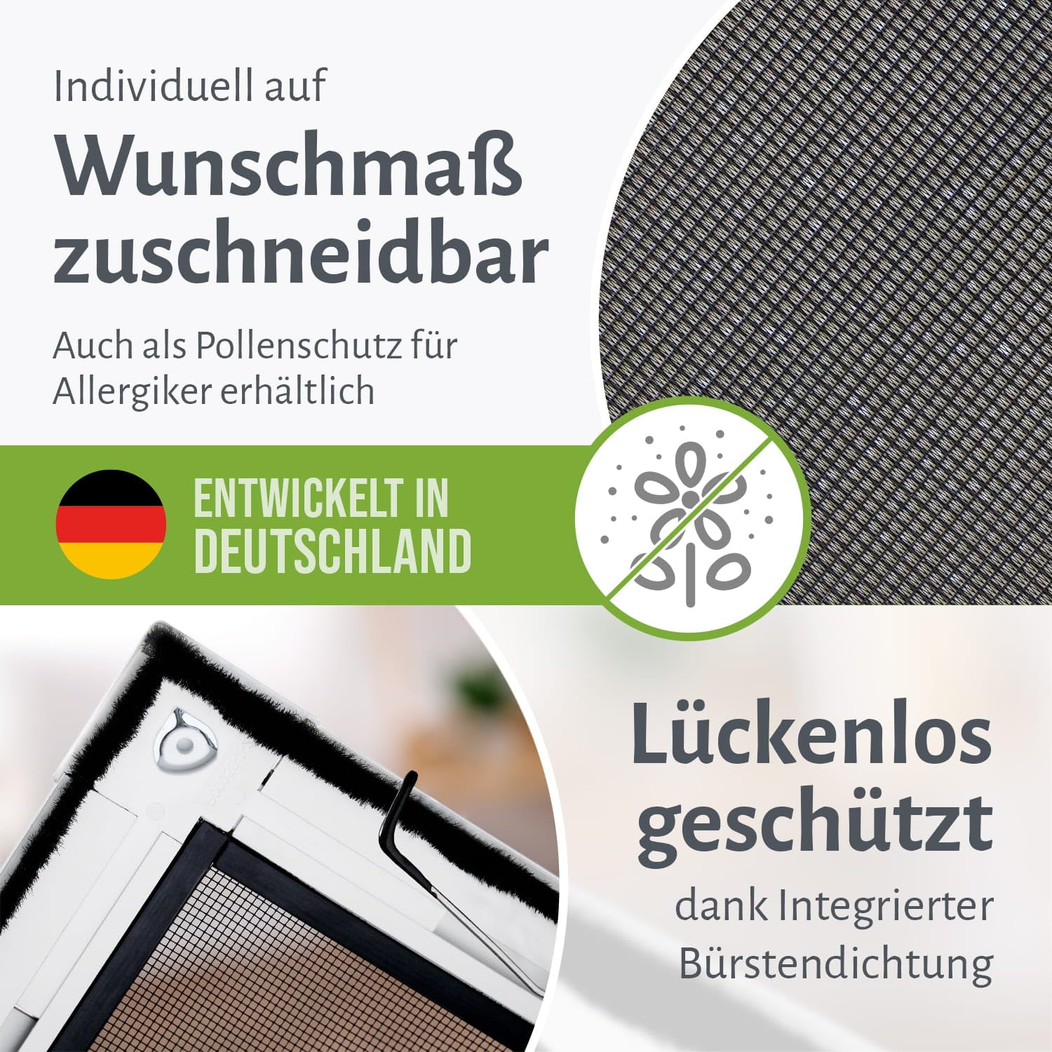 empasa Insektenschutz Fliegengitter Fenster SLIM, ultraflach, Aluminiumrahmen matte Optik, einfache Montage, Selbstbausatz, individuell kürzbar, Größe:100 x 120 cm, Farbe:Insektenschutz | weiß