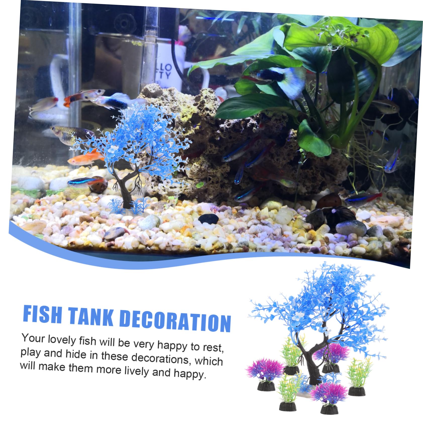 Cabilock 3 Set Decorazione Simulata Di Acquatica Fake Plants Aquarium Ornamenti Del Serbatoio Di Pesce Piccolo Alto Decorazioni Per Acquari Decorazione Dell'acquario Plastica 7 Pezzi*3