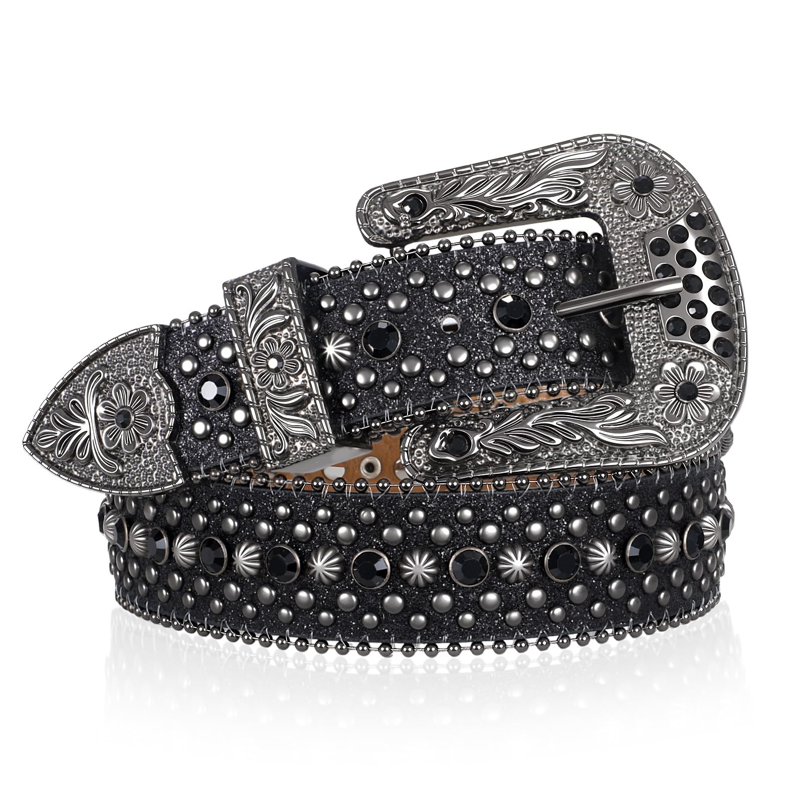 SUOSDEY Men Women Rhinestone Belt Western Cowboy Cowgirl Shine Crystal Diamond Studded Luxury Strap Belts