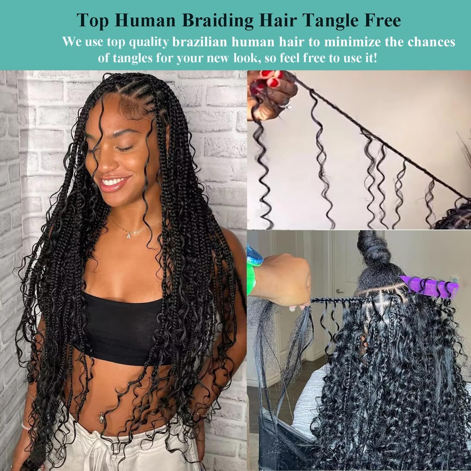 Hair for Boho Braids (Deep Wave 4#, 16Inch 100g(50gx2Bundles)) - Image 4