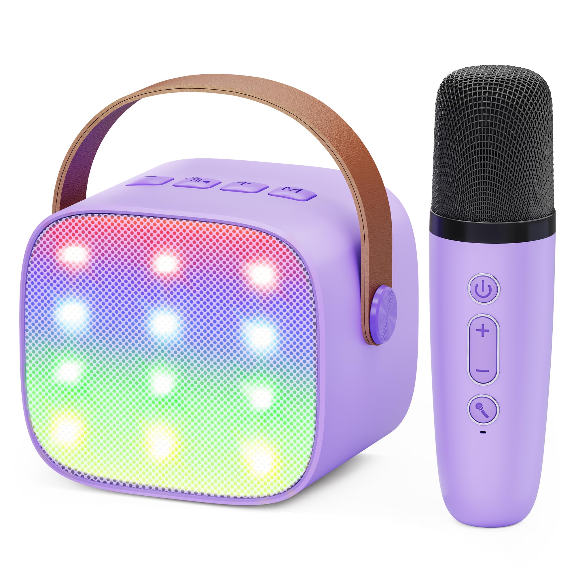 Ankuka urządzenie do karaoke z 1 mikrofonem bezprzewodowym dla dzieci, przenośny zestaw Bluetooth KTV, głośnik z efektami zmiany głosu i diodami LED, dla chłopców i dziewczynek, prezent na imprezę